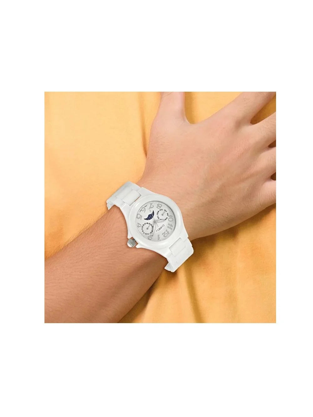 Chisel with Analog Ladies Ceramic Watch Dial White Strap White