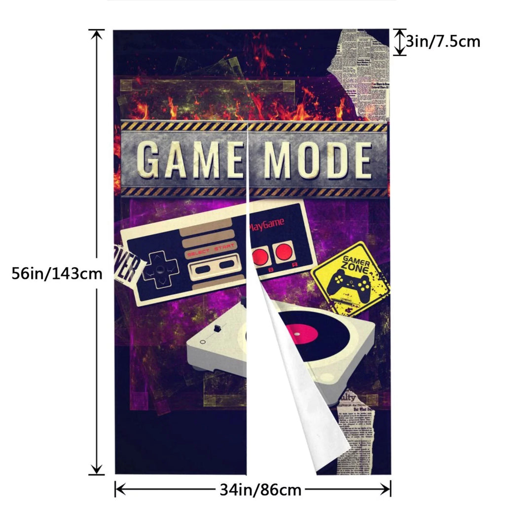 Door x Divider 56" Game Drape Curtains, design Lomo Privacy Controller Doorway 34" Split Room Curtains,