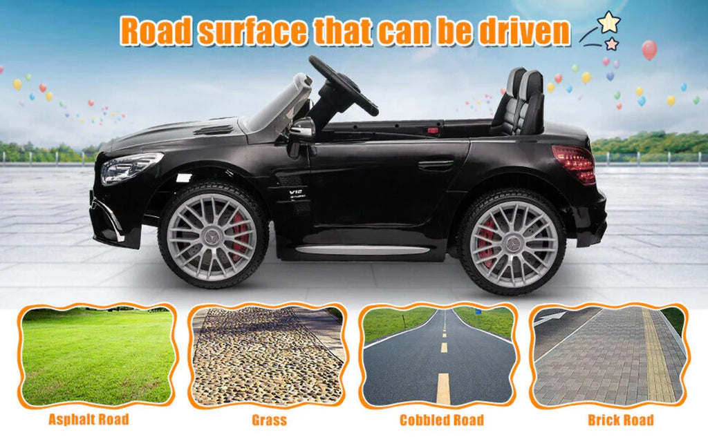 Kids - 12V Remote On with Electric SL65 AMG Licensed Ride Officially Car Benz Control