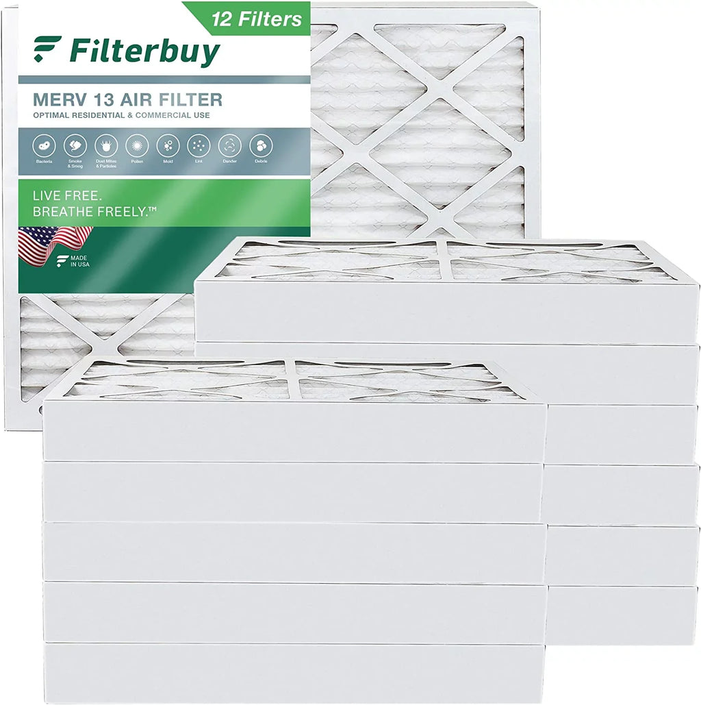 Filterbuy (12-Pack) HVAC MERV 13 Pleated AC Furnace 16x20x4 Air Filters