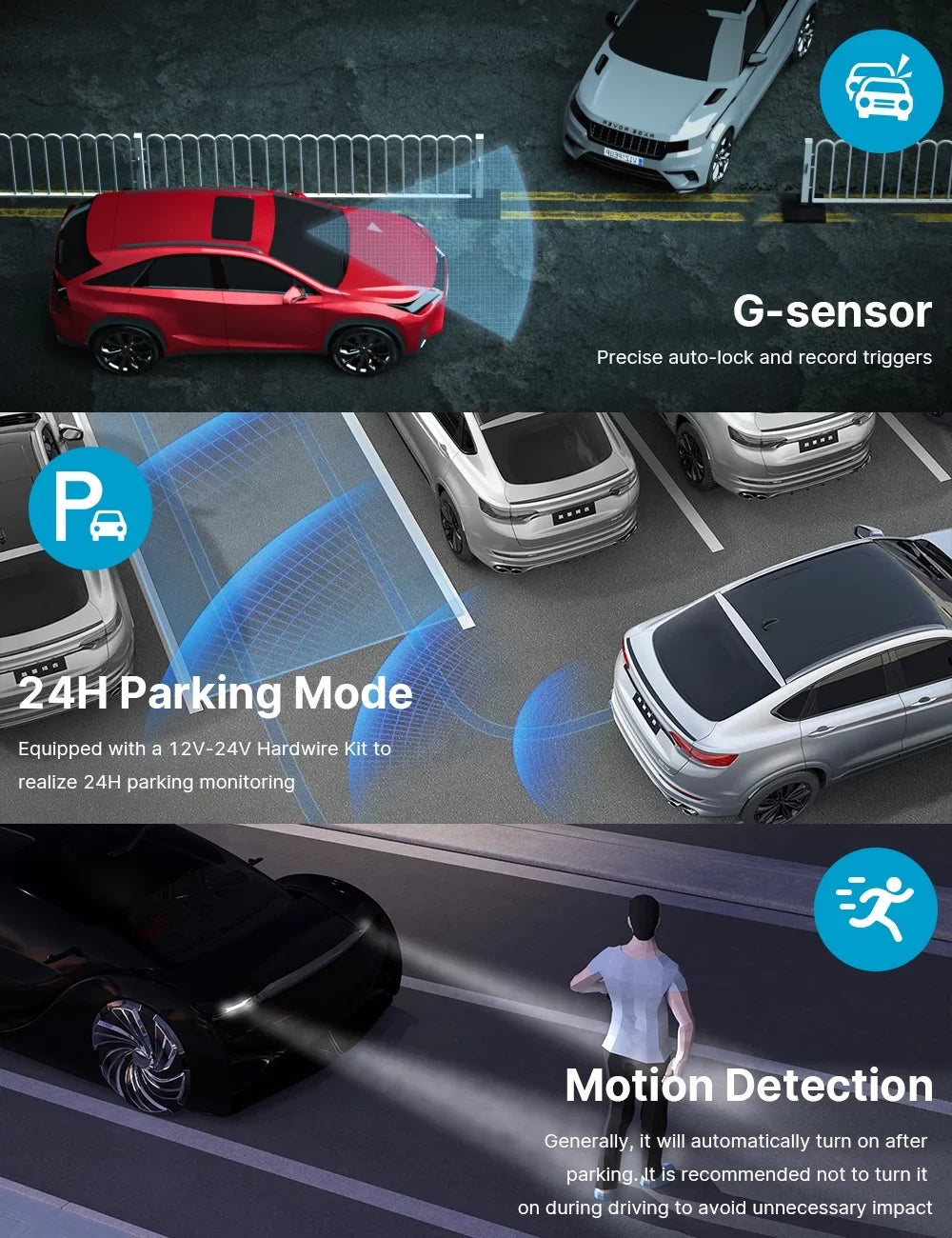 Rear, Dual Camera Cam 4K Front TOGUARD FHD WDR Camera UHD DVR Dash 1080P and Dash Car