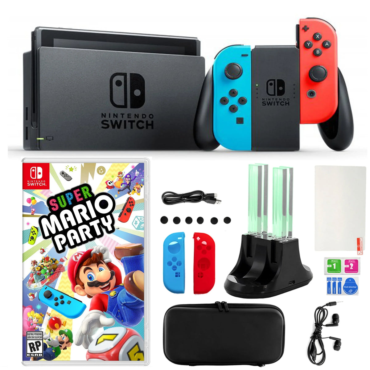Party Accessories Mario Switch with 14 Nintendo Kit Joy-Con and 1 in Neon