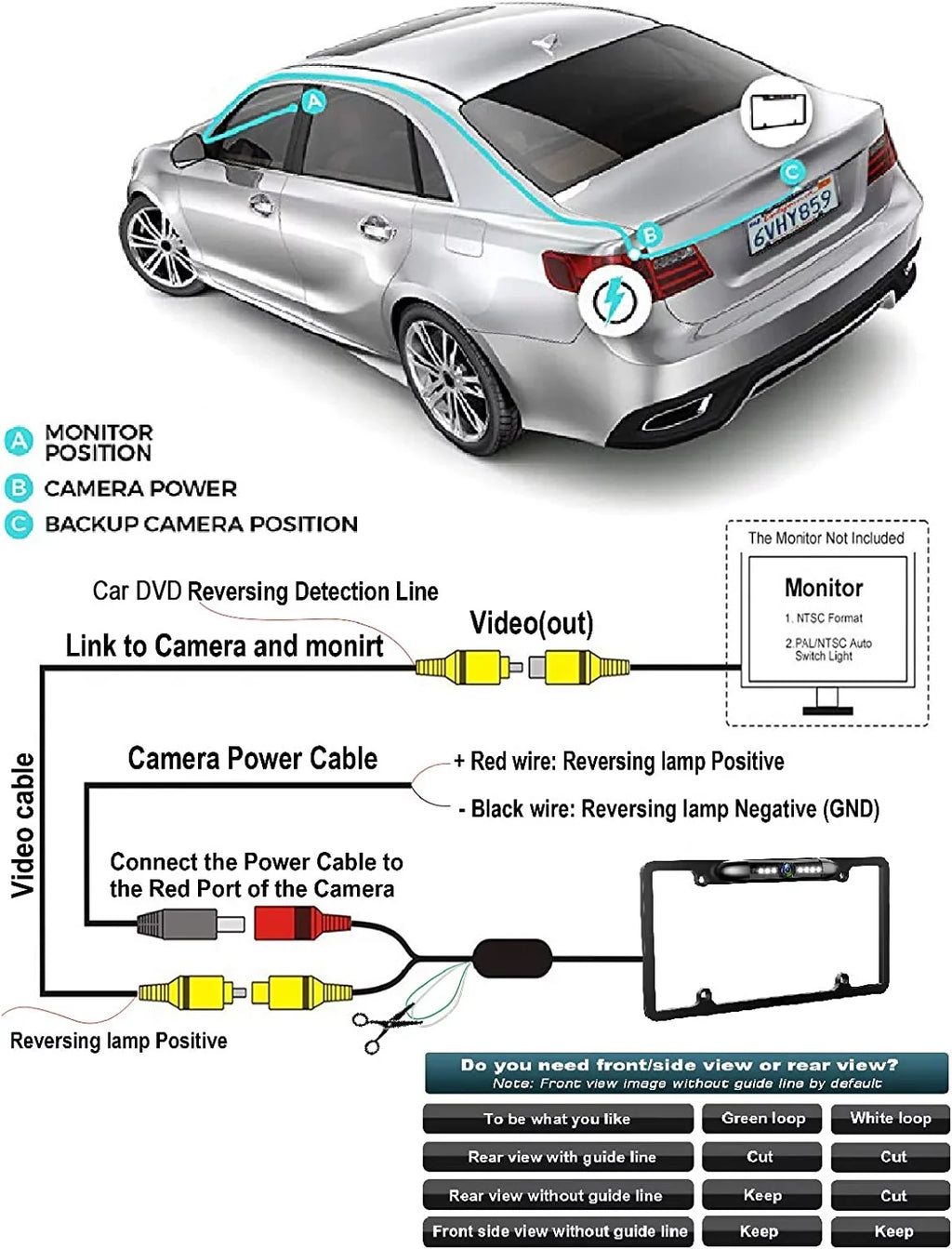 KWM950BW Plate for KW-M950BW Backup Frame Black Camera Rearview JVC License