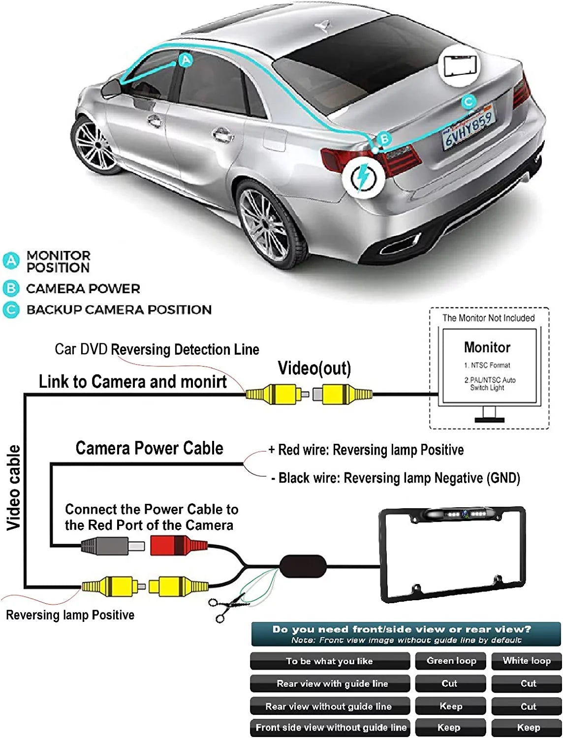 KWM950BW Plate for KW-M950BW Backup Frame Black Camera Rearview JVC License
