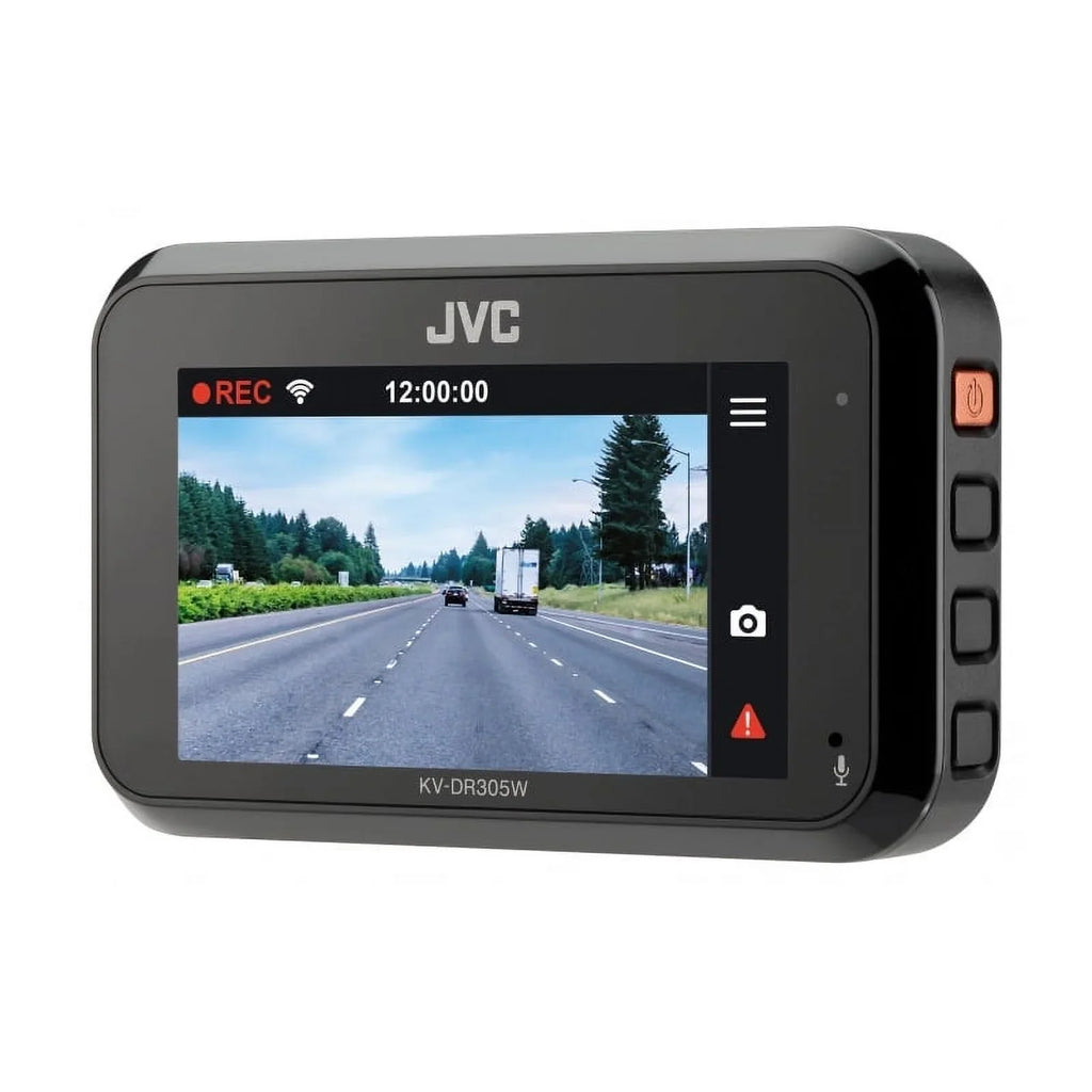 GPS, Full Wi-Fi, HD G-Force Full-HD-Dashcam Integrated JVC Smartphone KV-DR305W Sensor Built-in Linkag recording, 3-Axis and featuring