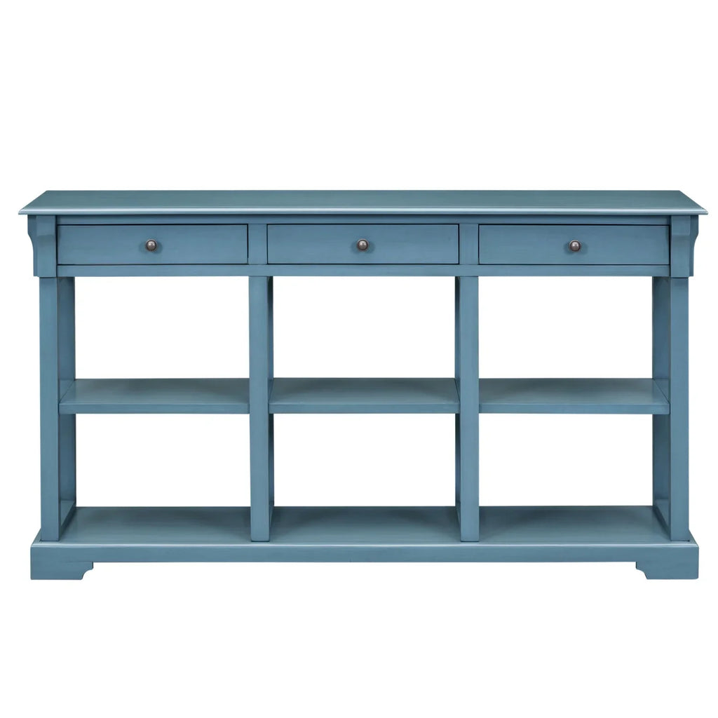 (Navy TREXM and Living Room SKU WF298765AAM) Open Retro Console Table/Sideboard OLD Shelves Ample for Drawers with Storage