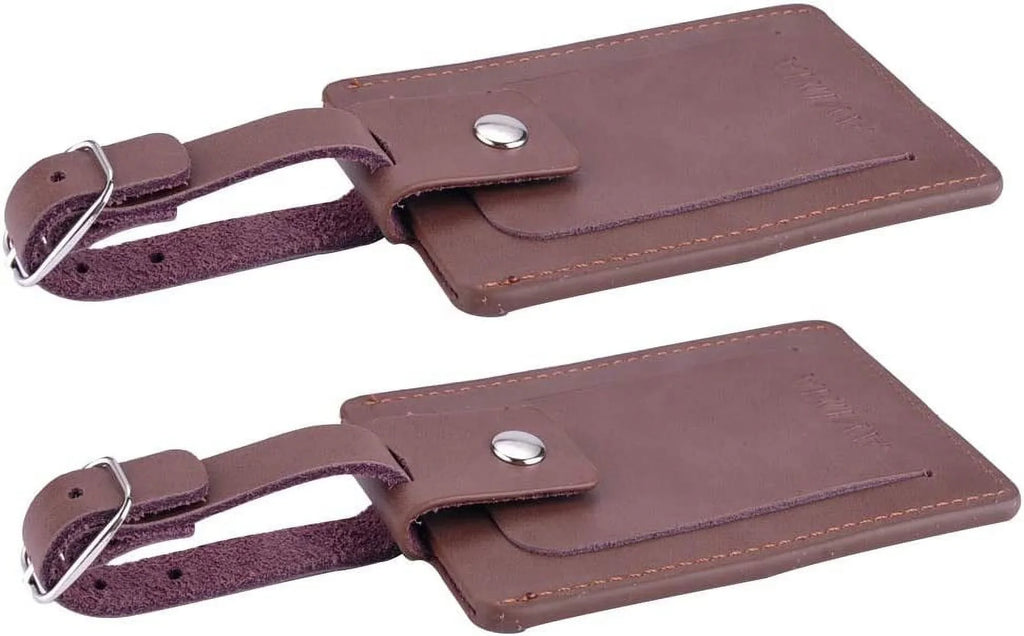 2 Set Bag & Luggage Executive Pieces s With (Brown) Snap Closure Luxury Premium Leather
