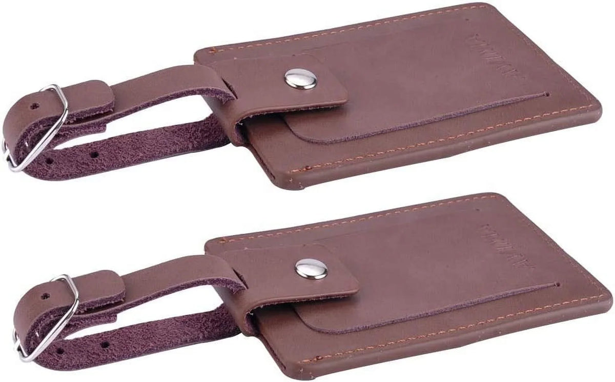 2 Set Bag & Luggage Executive Pieces s With (Brown) Snap Closure Luxury Premium Leather