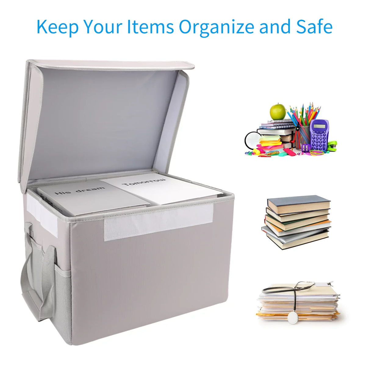 Home Handles with Sturdy Ideal and Box, Fireproof Storage Lid Irfora Car, for Waterproof Office