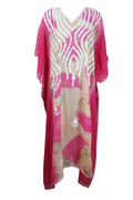 Caftan Travel L-4XL Embroidery, Kimono Kaftan, dimension, Maxi Sexy With outfit, Sheer Coverup, Pink Beach Cruise Kaftan outfit One Womens