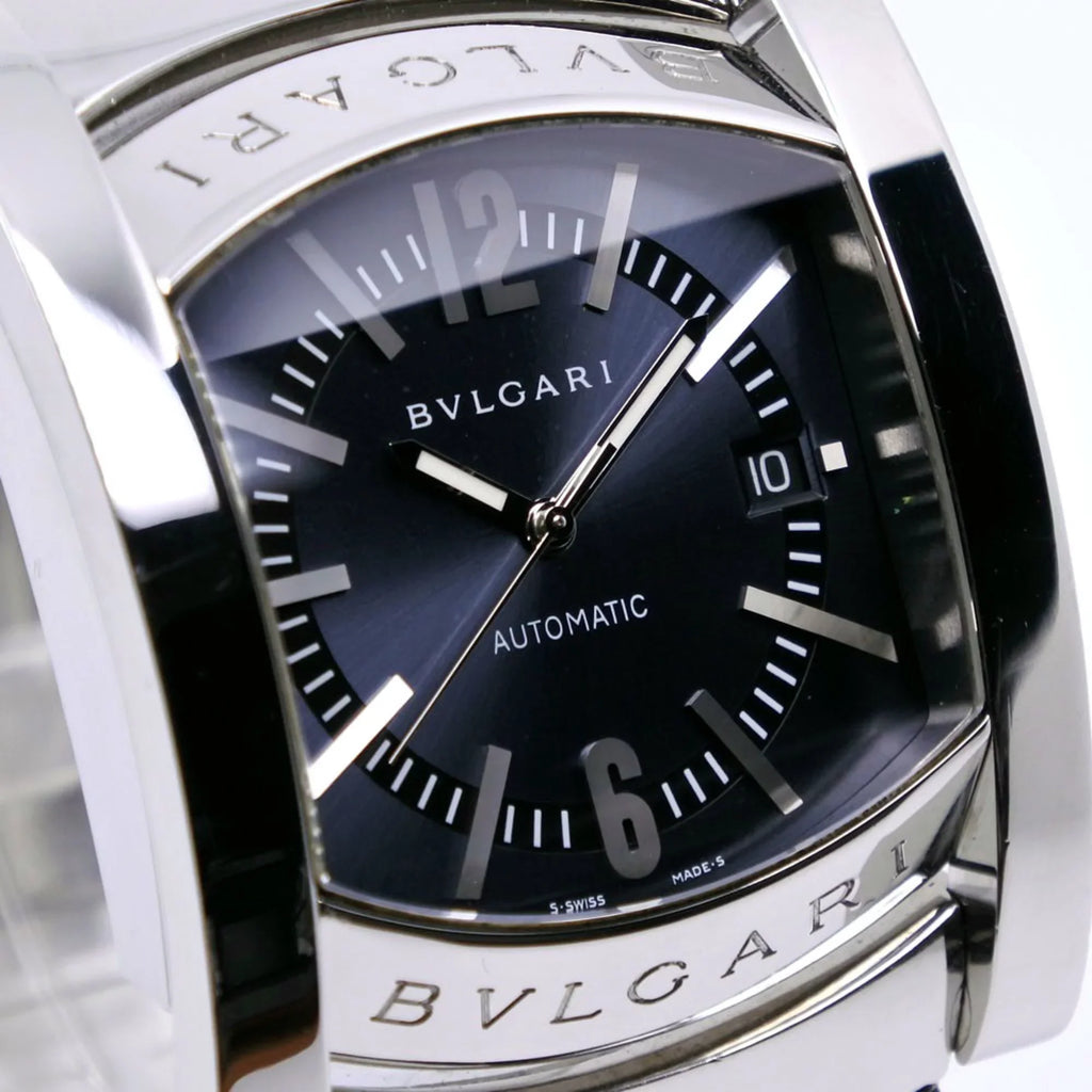 Men's AA48S Silver Stainless Bvlgari Automatic (Good) Dial Steel Ashoma Watch Pre-Owned Navy