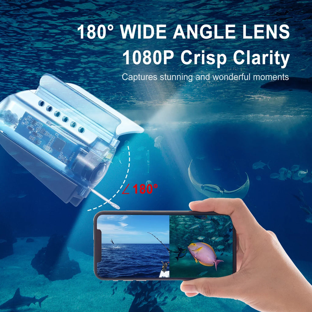 Fishing Live Mobile Bait Finder Camera with Lake Boat Cable Control Camera APP for Holder MIXFEER 50M Sea Fishing Underwater Kayak 1080P Cage Fish Video Ice Phone with Fishing Case Carry