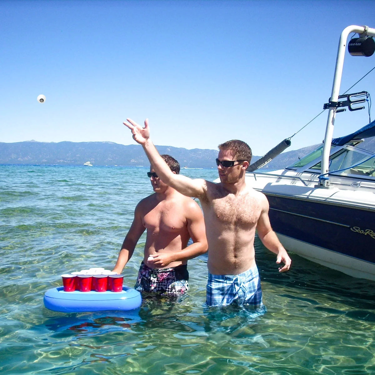 Pool Game (5 Floating Pong Pieces) Pool GoPong Beer Rack