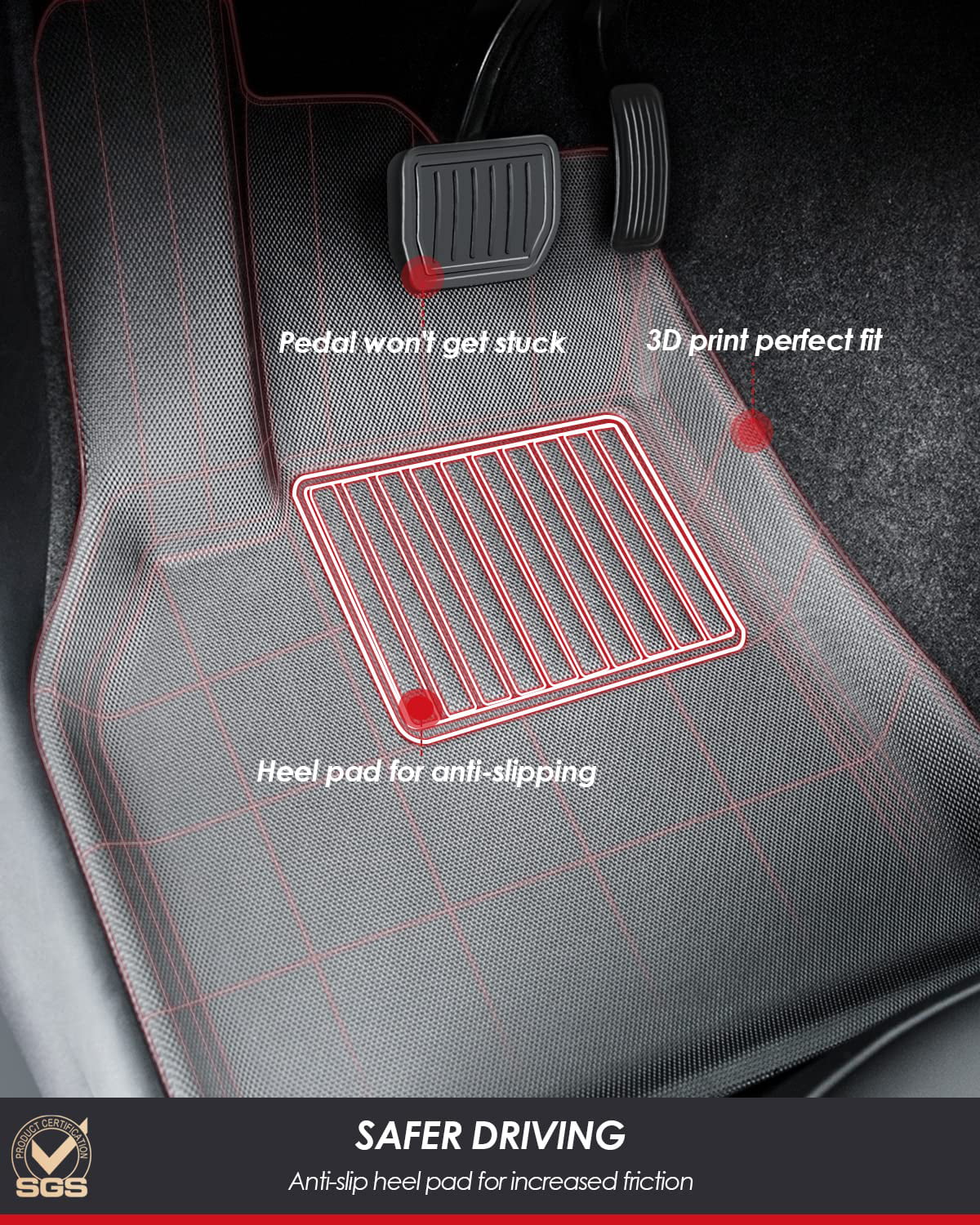 Y climate Fit for Duty Accessories Interior All Floor Mats, Liners 3D Custom Floor 2023-2021, Rear Model Car Floor Trunk Mat Tesla 4PCS Mats Model Mats TPE Y Heavy