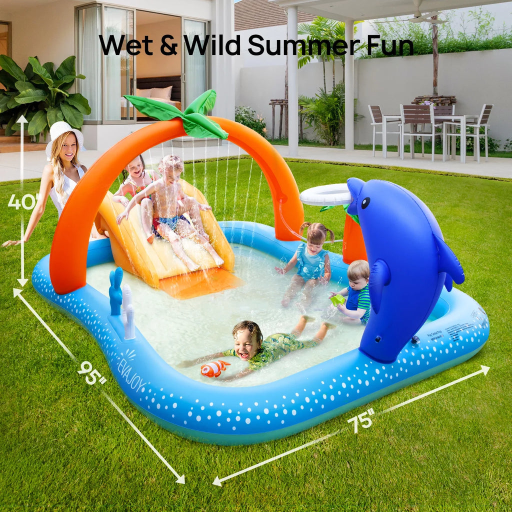 for Inflatable Pool exterior Above 95 Rectangular Backyard, Family, x Toddlers, 40in Kids, Sable Swimming Ground, Pool, x 75