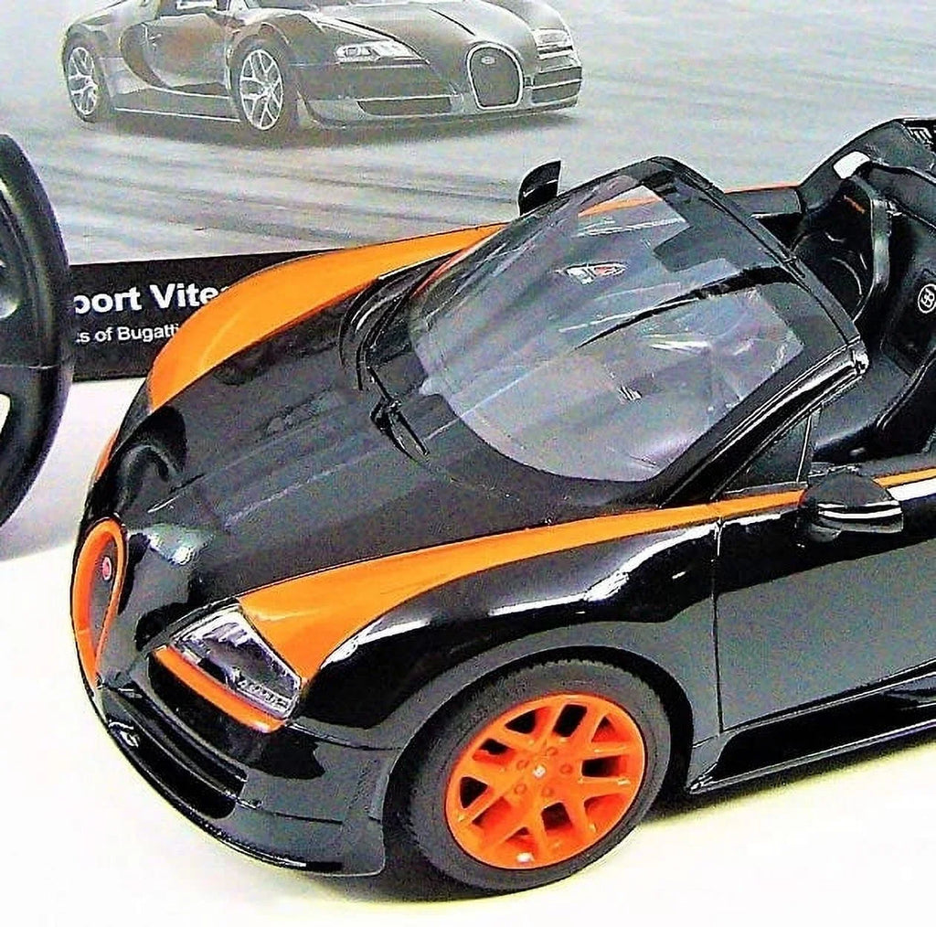 Vitesse Bugatti Car Wonder Licensed Black/Orange Model Grand Wheels Sport RC - Veyron 1:14