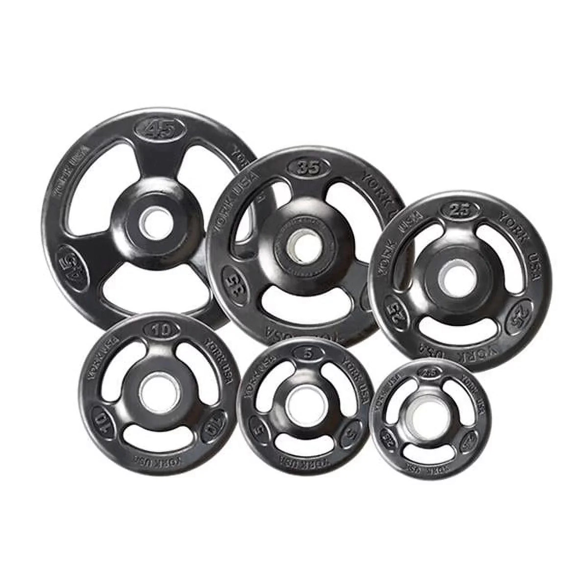 Plates- Black lbs Urethane Encased Grip York Olympic 25 - Barbell