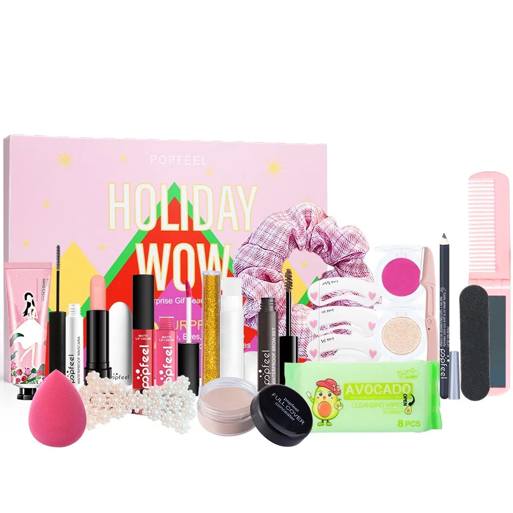 Calendar Advent Set,Xmas for Kit Gift Day Teens Christmas gift 2024 Girls Full Makeup Gift Calendar Valentine's Makeup Calendar IKOMMI Women for Countdown Box