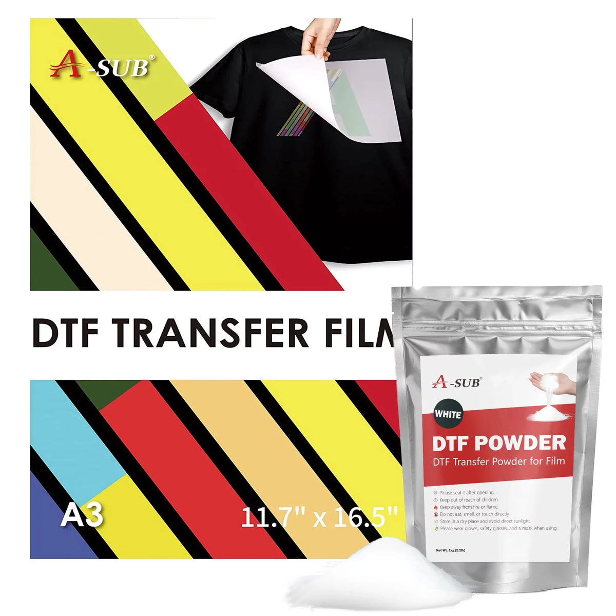 11.7"x16.5" DTF Transfer Film DTF Powder DTF A-SUB Adhesive Dark/Light Fabrics Powder - Transfer Film Clear A3 for Transfer Film Sublimation and and for Paper Heat