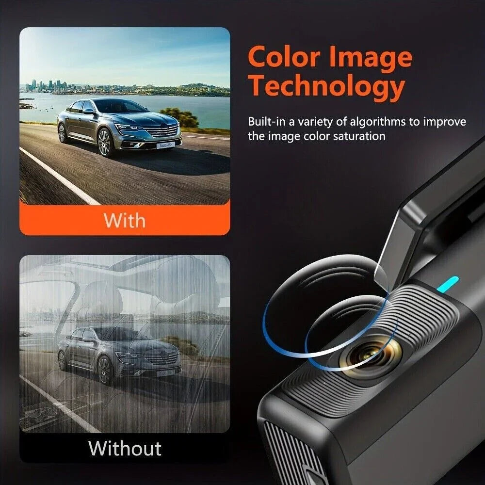 Recording, Max, Night 128GB Cam Cars Car 1440P Free Card, Dash G-Sensor, Vision, 2.5K Loop VVCAR Camera Dash WiFi 32G Support for