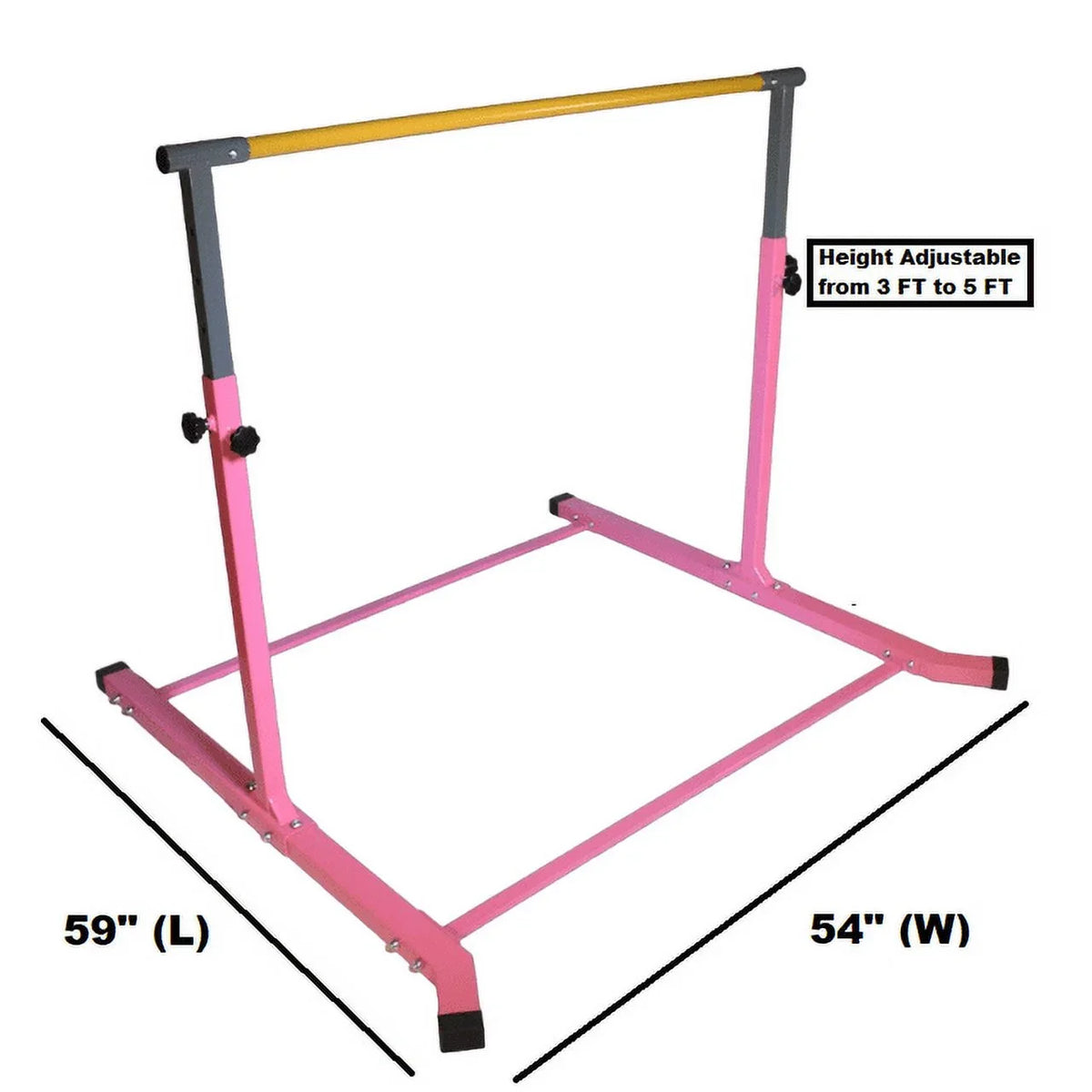 Durable Kip Gym, for Adjustable Bar Legs Junior Training - 5 Strong Duty Bar Gymnastic Star-TD Pink 3-5FT Equipment, and with Horizontal Heavy Curved Kids Home
