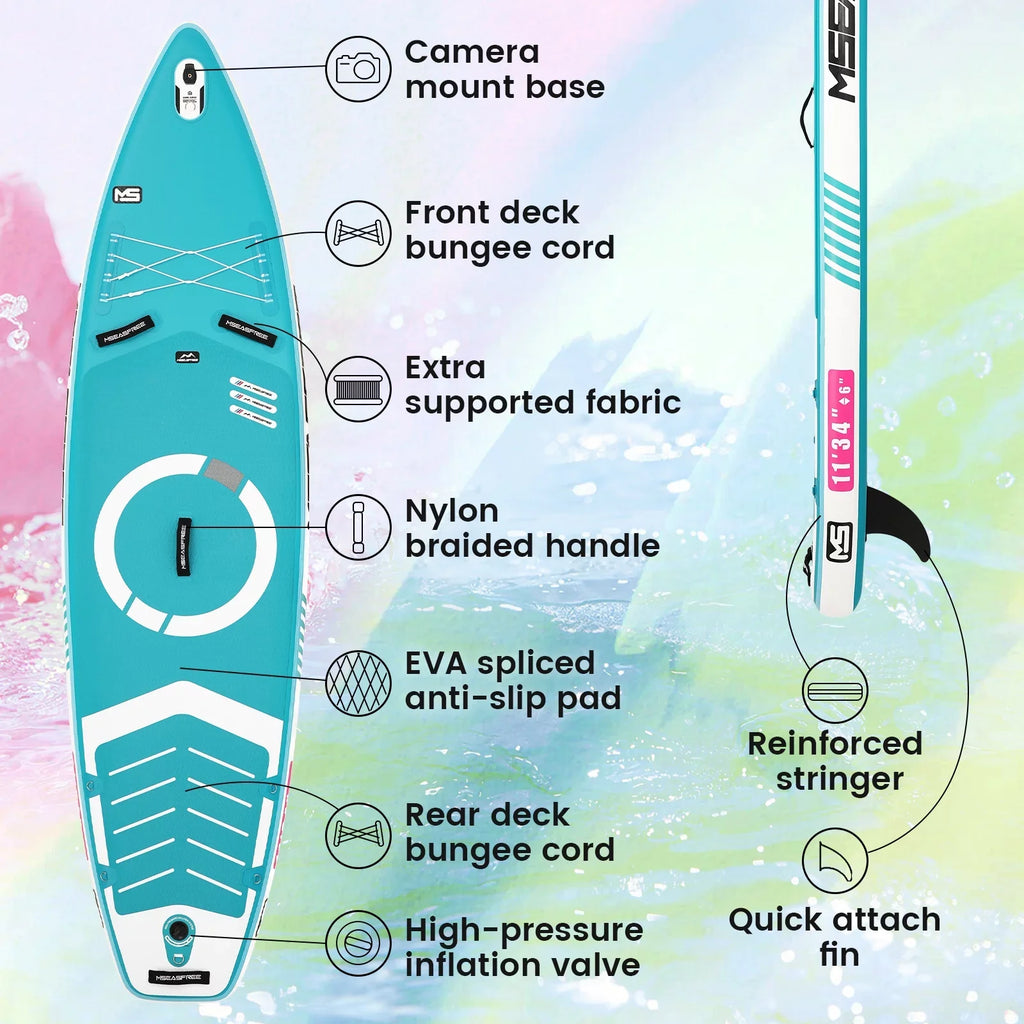 Inflatable With Up 11'x34"x6" Stand Accessories Paddle Board