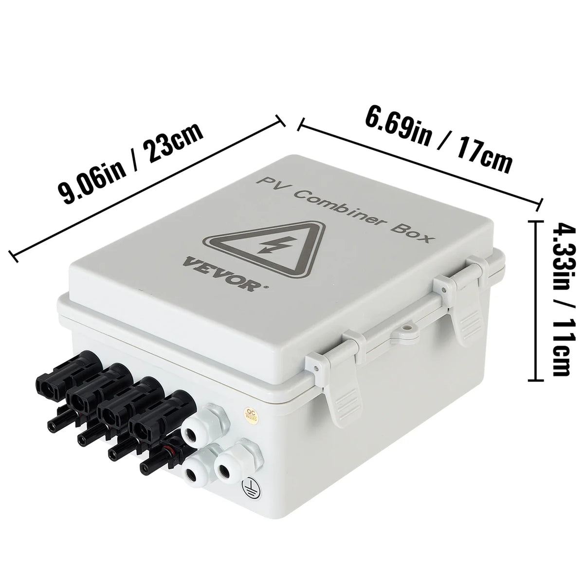 Grid Combiner VEVOR String, On Rated Breaker, IP65 Solar Box Combiner Lightning PV 15a Solar System, Panel Connector, with Off Fuse, Arreste Circuit 63a Current Box, / Waterproof for and 4 Solar