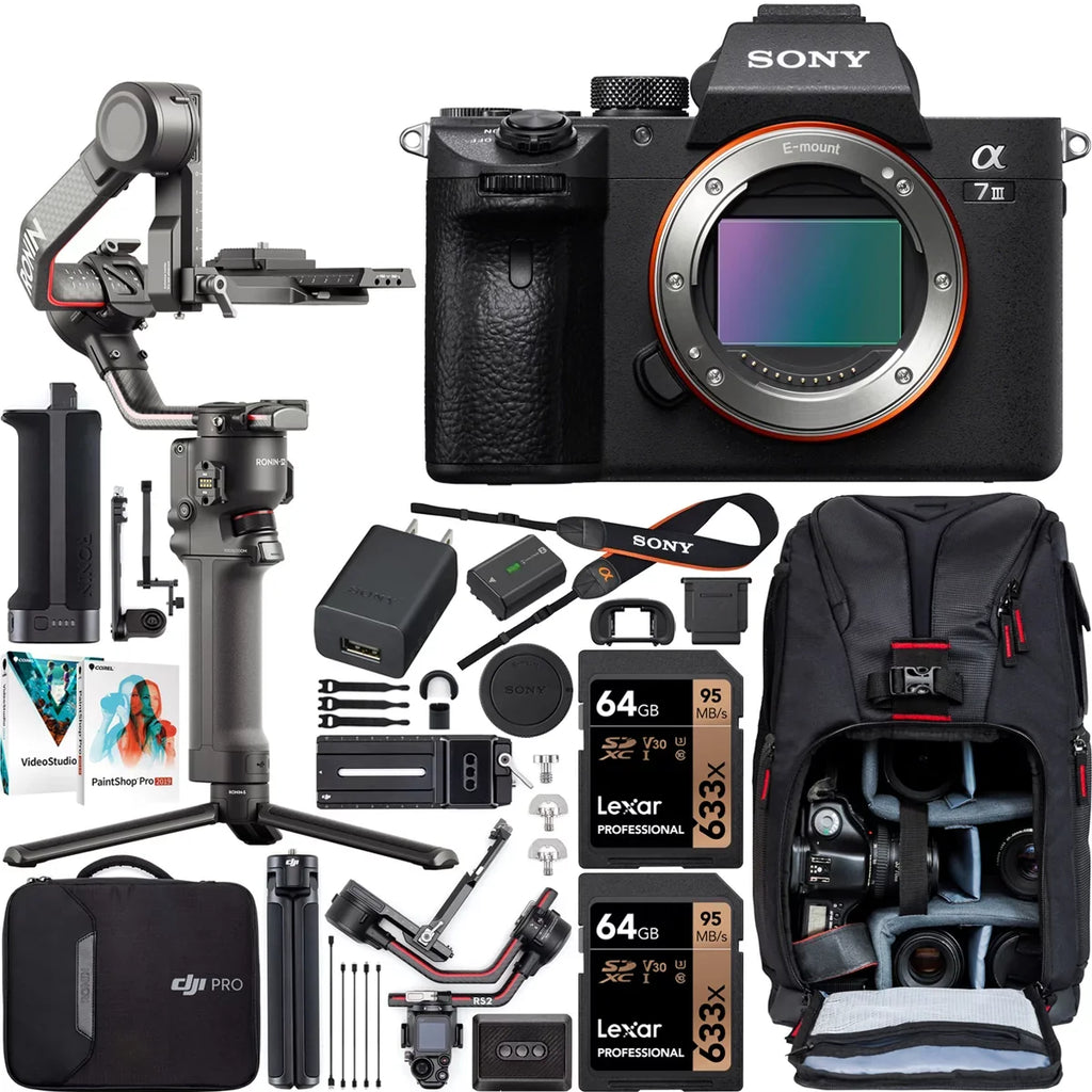 a7 a7III 2 Software Stabilizer Handheld Photo with Body Camera ILCE-7M3 RS Kit Alpha + Digital Gimbal Filmmaker's + III Full-Frame 3-Axis DJI Backpack Mirrorless Bundle Deco