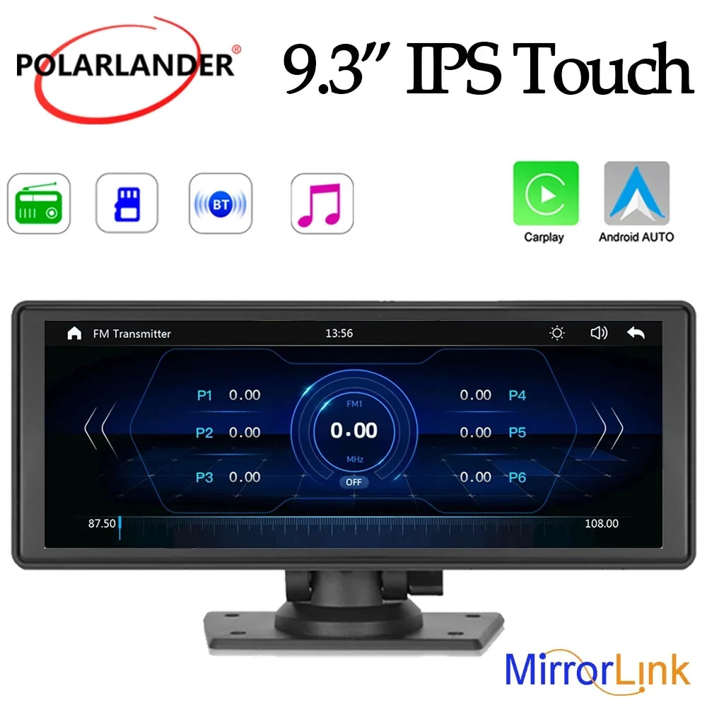 Stereo Synchronization/Rear Player with Stereo,Newest Car Bluetooth Unit Touch Screen with Car Navigation Carplay&Android 9.3 Auto Portable Transmitter,AUX, Bluetooth/FM FM Inch TF Wireless Camera