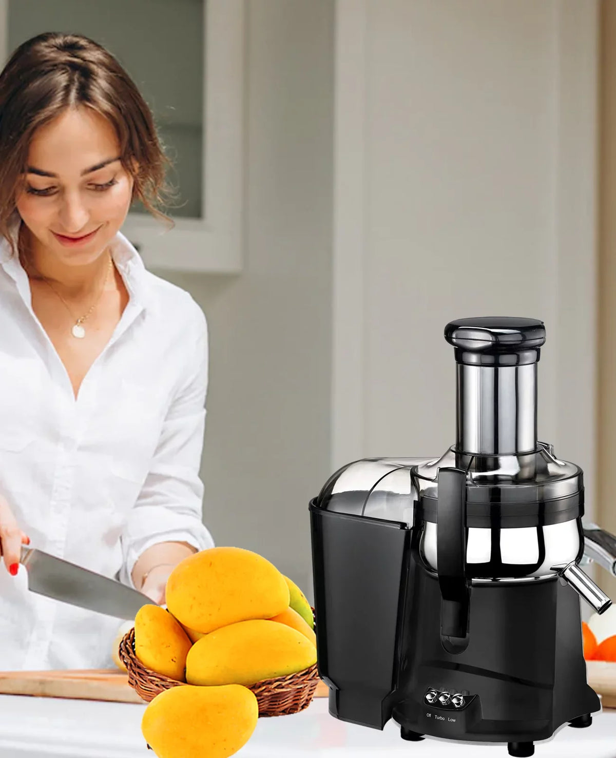 Vegetables & with Hand Juicer (Black) - Juicer Centrifugal Fruits Press Latch Safety for