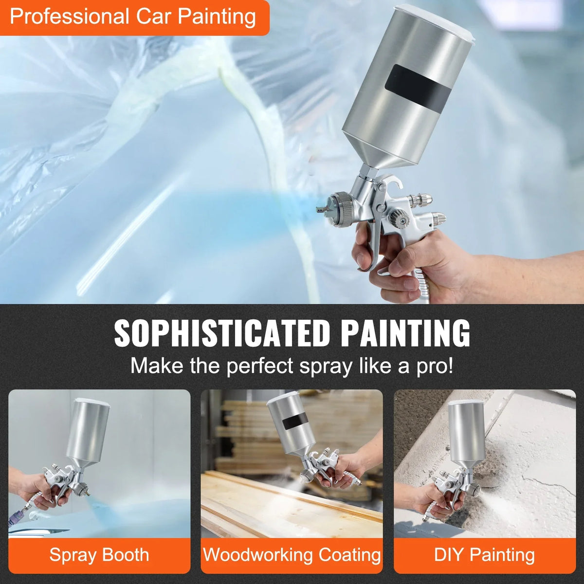 Clear/Top Tip Auto Coat Gravity Spray Sets, Automotive Gun with Paint, 1000cc Cup Gun, Stainless Aluminum Performance Spray Fluid for & HVLP SKYSHALO 1.3/1.7mm Feed High Primer, Touch-Up