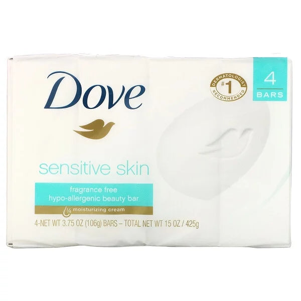 Fragrance oz Pack Skin, Bar Beauty 4 Sensitive Soap, 3 Bars, Free, of Dove, 3.75