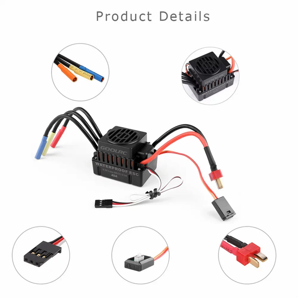 GoolRC ESC Combo Motor F540 Waterproof 4370KV 45A Upgrade Set for 110 Truck Brushless with Car