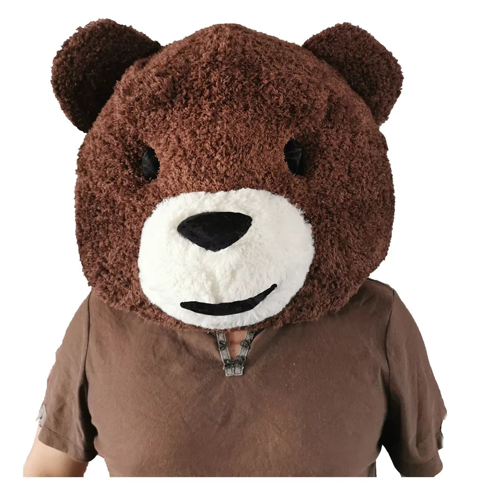Bear Mascot Head Bear Plush Head Mask Adult Brown
