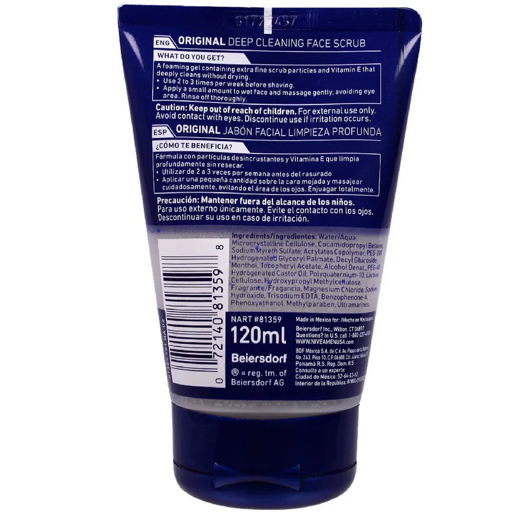 4-Pack Oz, Deep Nivea Scrub Men Cleaning Original, 4.4 For Face