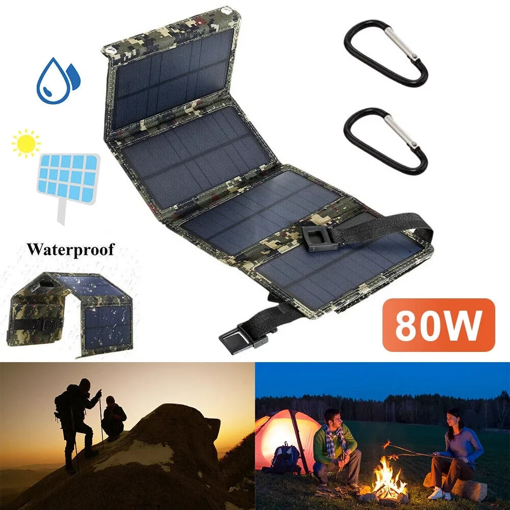 USB Rechargeable Camping Battery Foldable 80W grade Phone Charger exterior Hiking Portable Solar High Panel