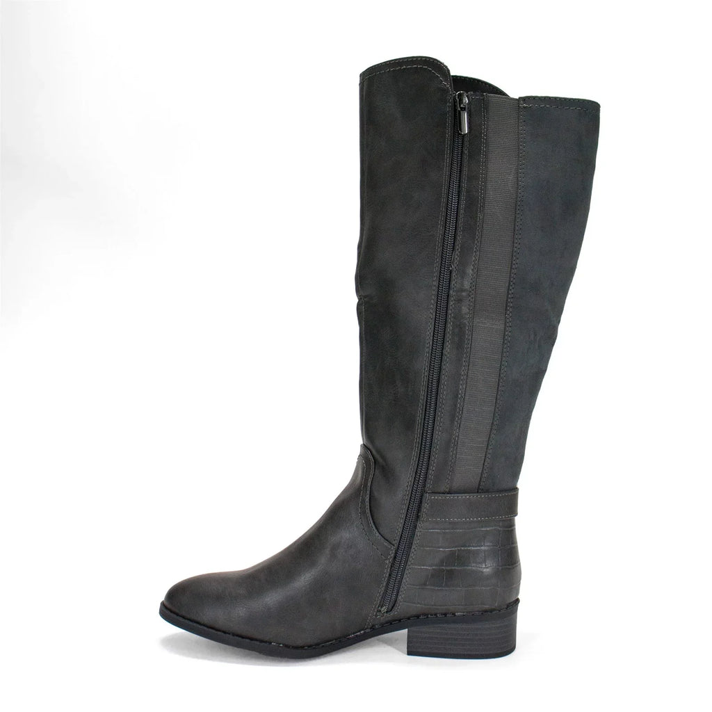 Women's Grey,8 US Scott M Extra Leandraa Calf Karen Riding Boot, Wide