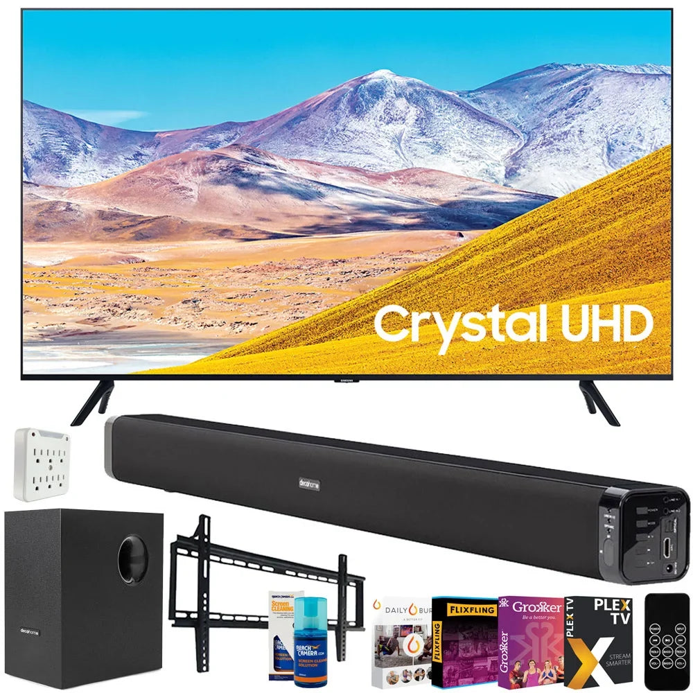 Gear Soundbar Digital Screen 65" Deco Mount, LED 4K Adapter, TV and 60W Smart Cleaner Inch 65 UN65TU8000 (2020) TV Subwoofer, & with Wall UHD Essentials TV) Bundle Surge 65-inch TV (65TU8000
