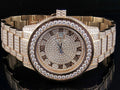 Simulated Diamond 45MM Mens Rose Watch DJ-04 Gold