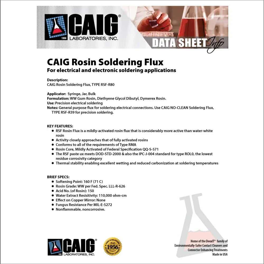 Syringe Flux Rosin Soldering DeoxIT 8g CAIG RSF-R80-8G