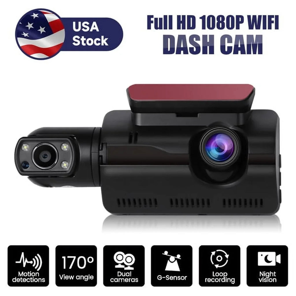 Dash 1080P 170° G-Sensor Vision Wide Front SYTHERS Night Recording, Angle, Cam Camera Rear, Dash and Loop
