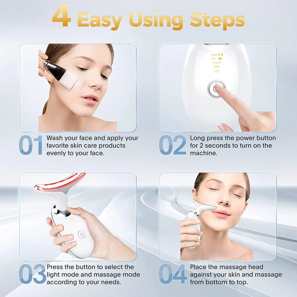 for 7 Face Device, Rejuvenation Neck Color Deplux Red Beauty for Face, Face Glossy Skin & White Device, Therapy Tightening Neck