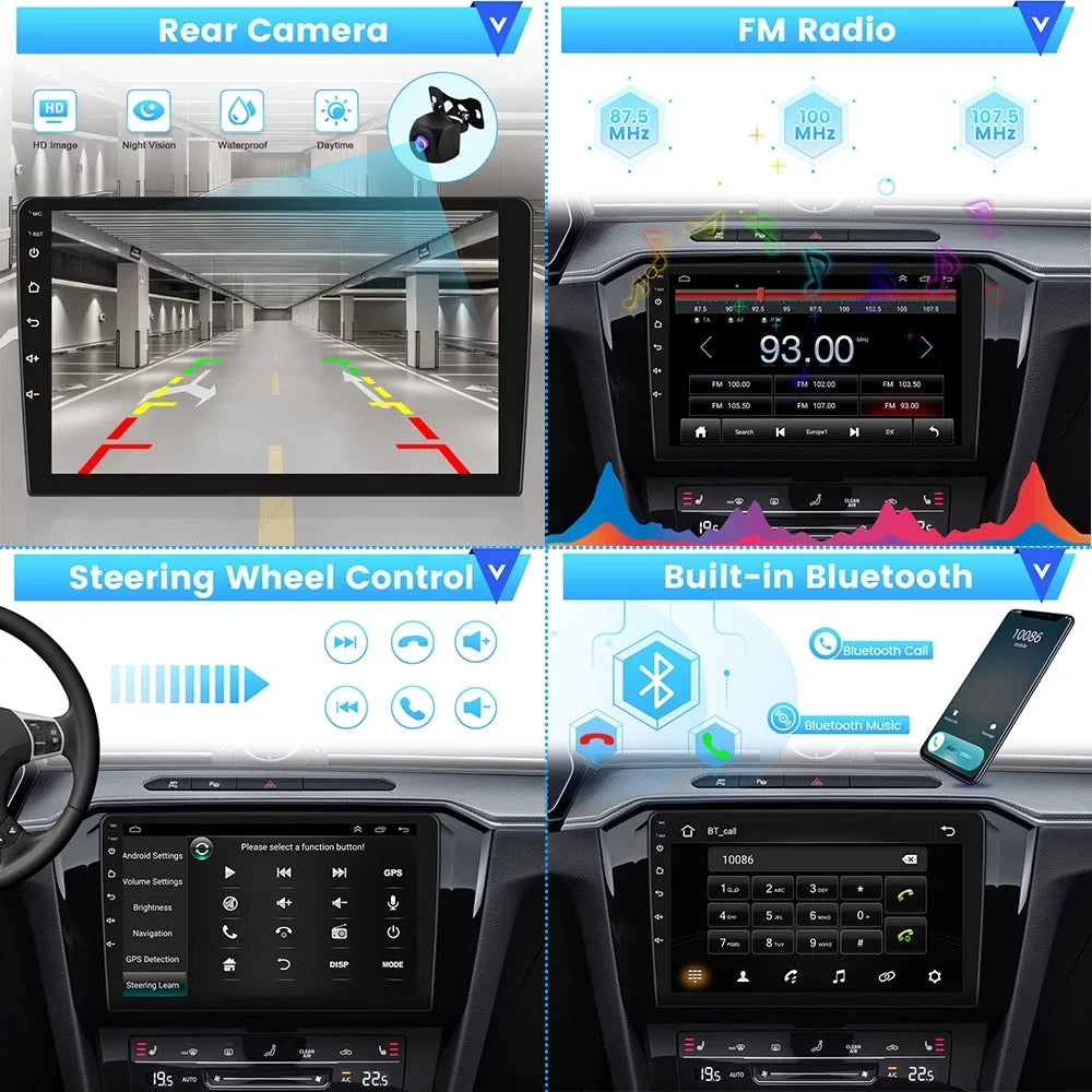 WIFI Android Mirror GPS Bluetooth, RAV4 Radio Camera Backup AHD 2+32G HD 1080P Auto Wireless 12 2013-2019 Stereo Touchscreen Carplay Car FM Podofo Android Link 10'' for