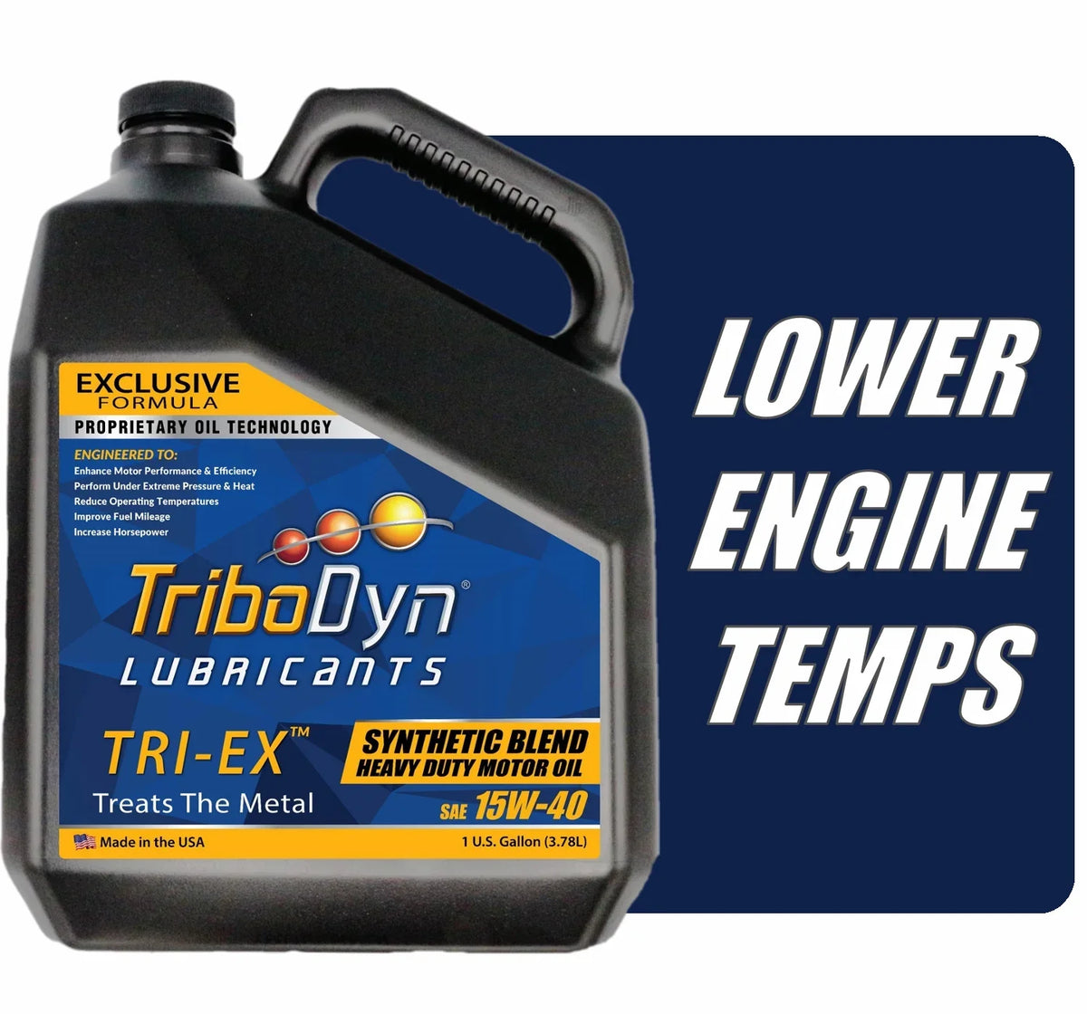 Oil Gallon Synthetic Blend Diesel 15W40 TRI-EX - TriboDyn Bottle