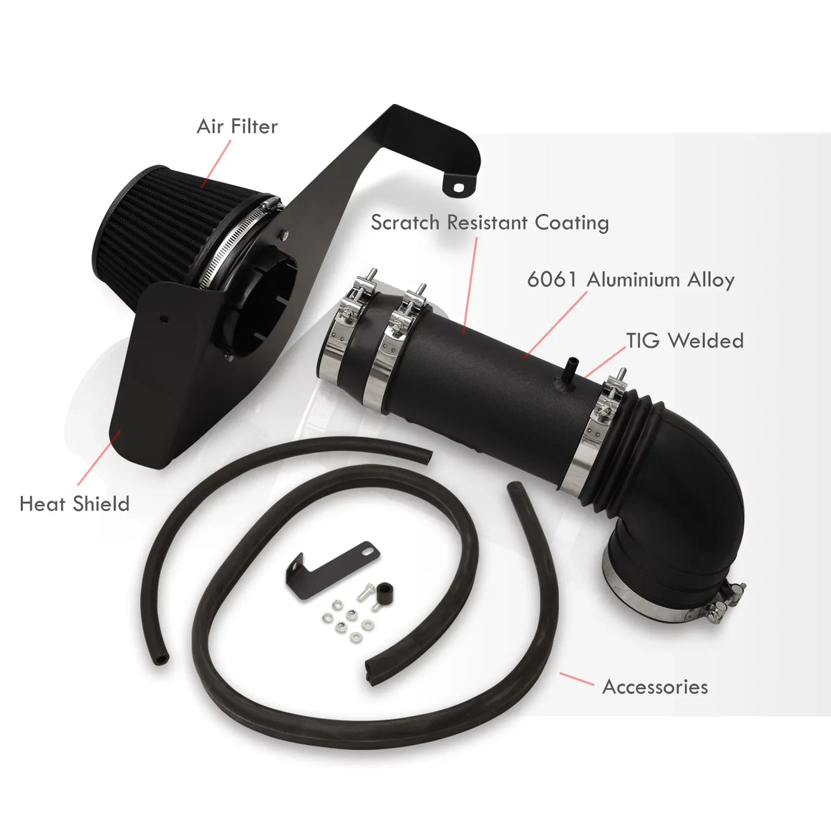 05 Ram Cadillac 04 Air System Aluminum Intake 6.0L Black + Cold CTS-V CAI Induction Kit Distributors V8 2007 2006 Heat 07 Pipe 2004 For Compatible/Replacement 06 Short Shield 5.7L 2005 Filter AJP SRI