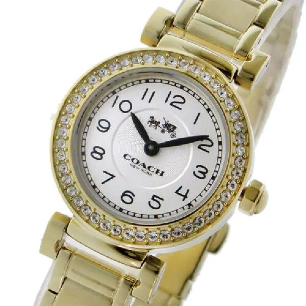 Coach Women's Watch Plated 23mm Watch White/Gold Fashion Bracelet Madison