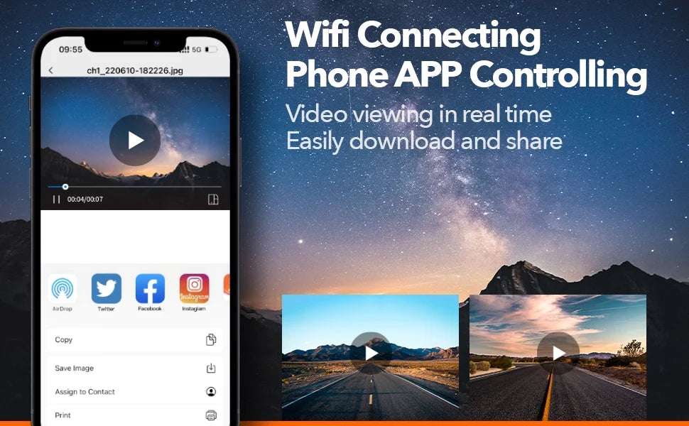 Control, Night 64GB Dash Support Hours Loop 24 Vision, Max with WiFi, Cam, Camera Recording, APP G-Sensor, Dash Parking Monitor, Full HD 2.5K WOLFBOX