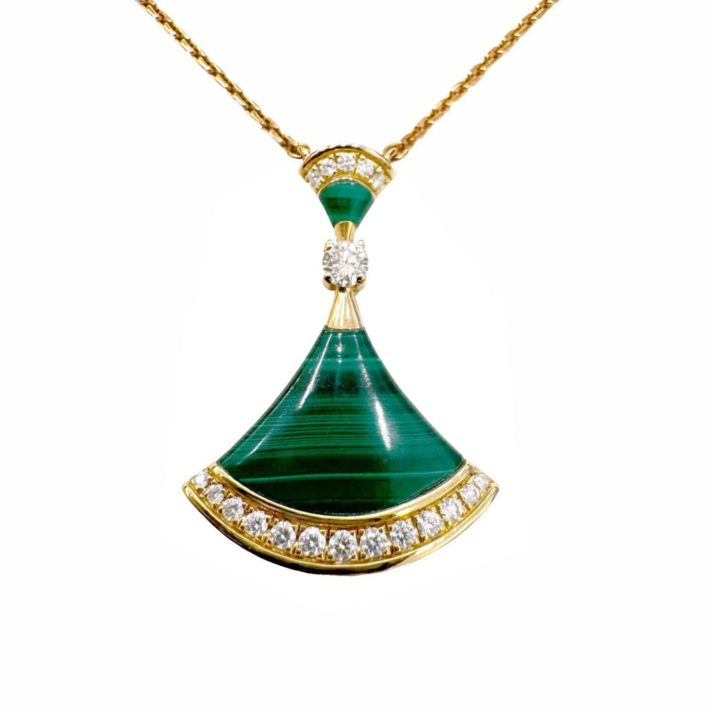 Pendant BVLGARI K18PG Dream Gold (Good) Diva Ladies Pink Bvlgari Necklace Pre-Owned 7.3g Malachite D0.28ct Diamond