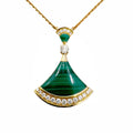 Pendant BVLGARI K18PG Dream Gold (Good) Diva Ladies Pink Bvlgari Necklace Pre-Owned 7.3g Malachite D0.28ct Diamond