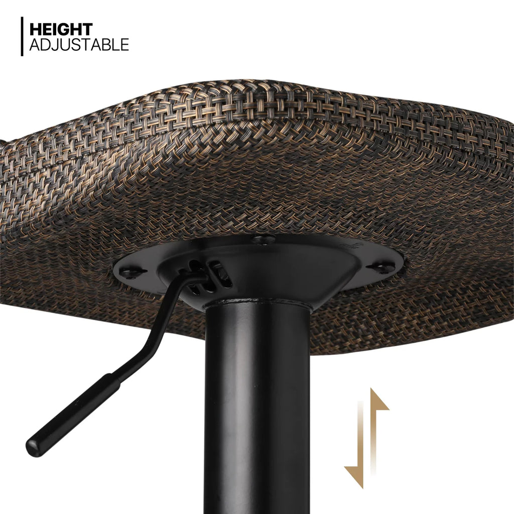 with Footrest Set Height 2 Adjustable of Stools Swivel, Kitchen Indoor MoNiBloom for Room Brown Metal Bar exterior, Dining Counter